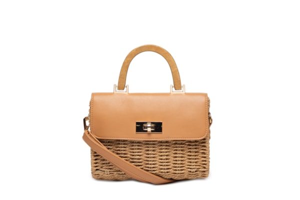 Bolsa Feminina Palha Baguete Com Detalhe - Bege