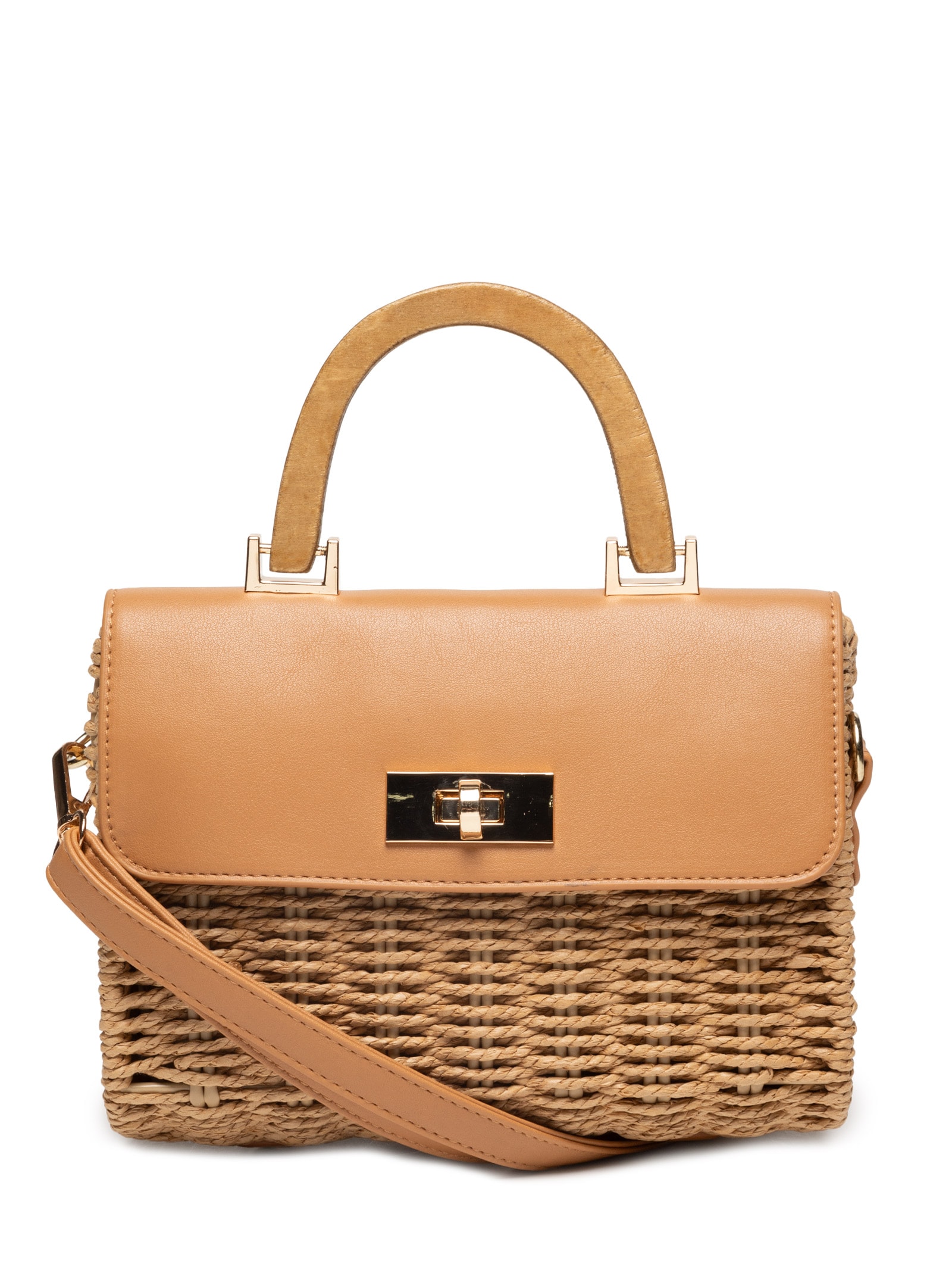 Bolsa Feminina Palha Baguete Com Detalhe Bege Basiq