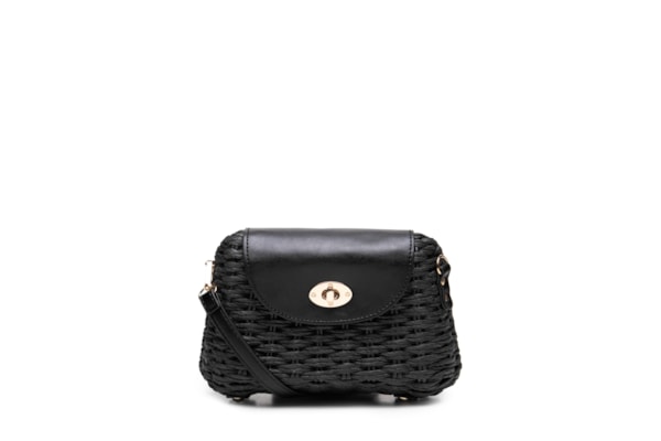 Bolsa Feminina Palha Baguete - Preto