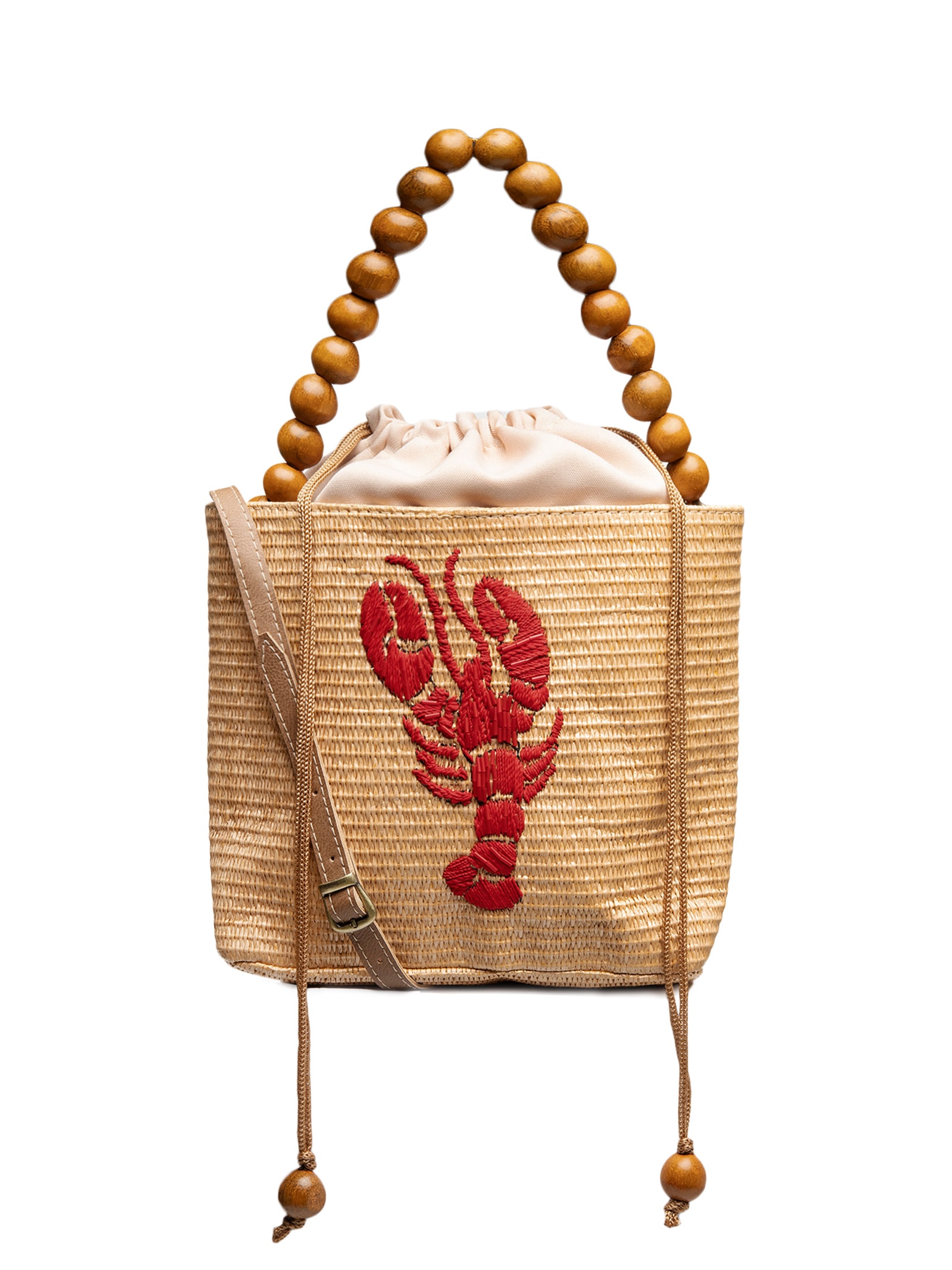 Bolsa Feminina Palha Bordada Bege Cacay