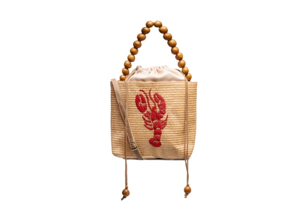 Bolsa Feminina Palha Bordada - Bege