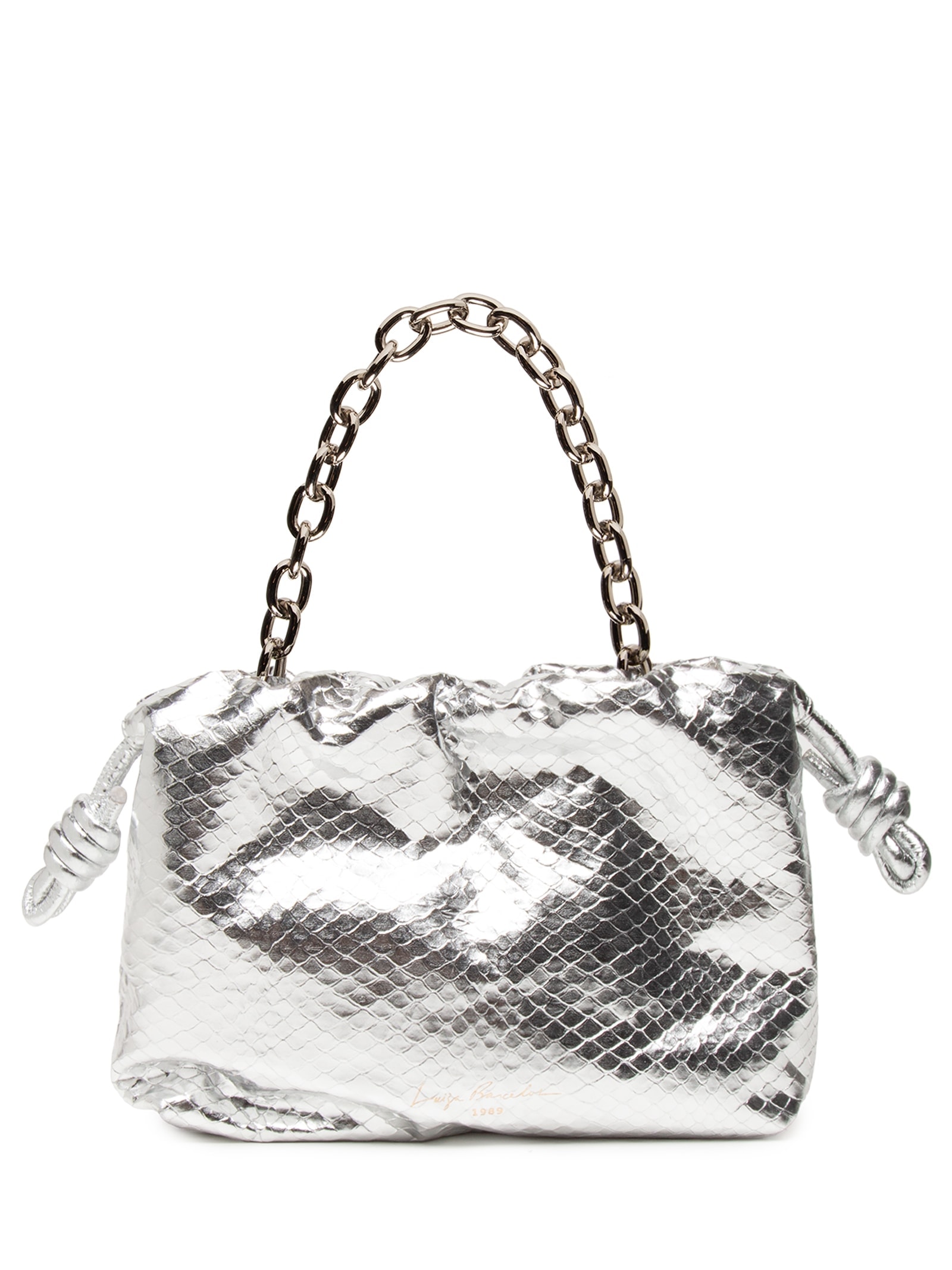 Bolsa Feminina Pequena Cobra Metal Prateado Luiza Barcelos