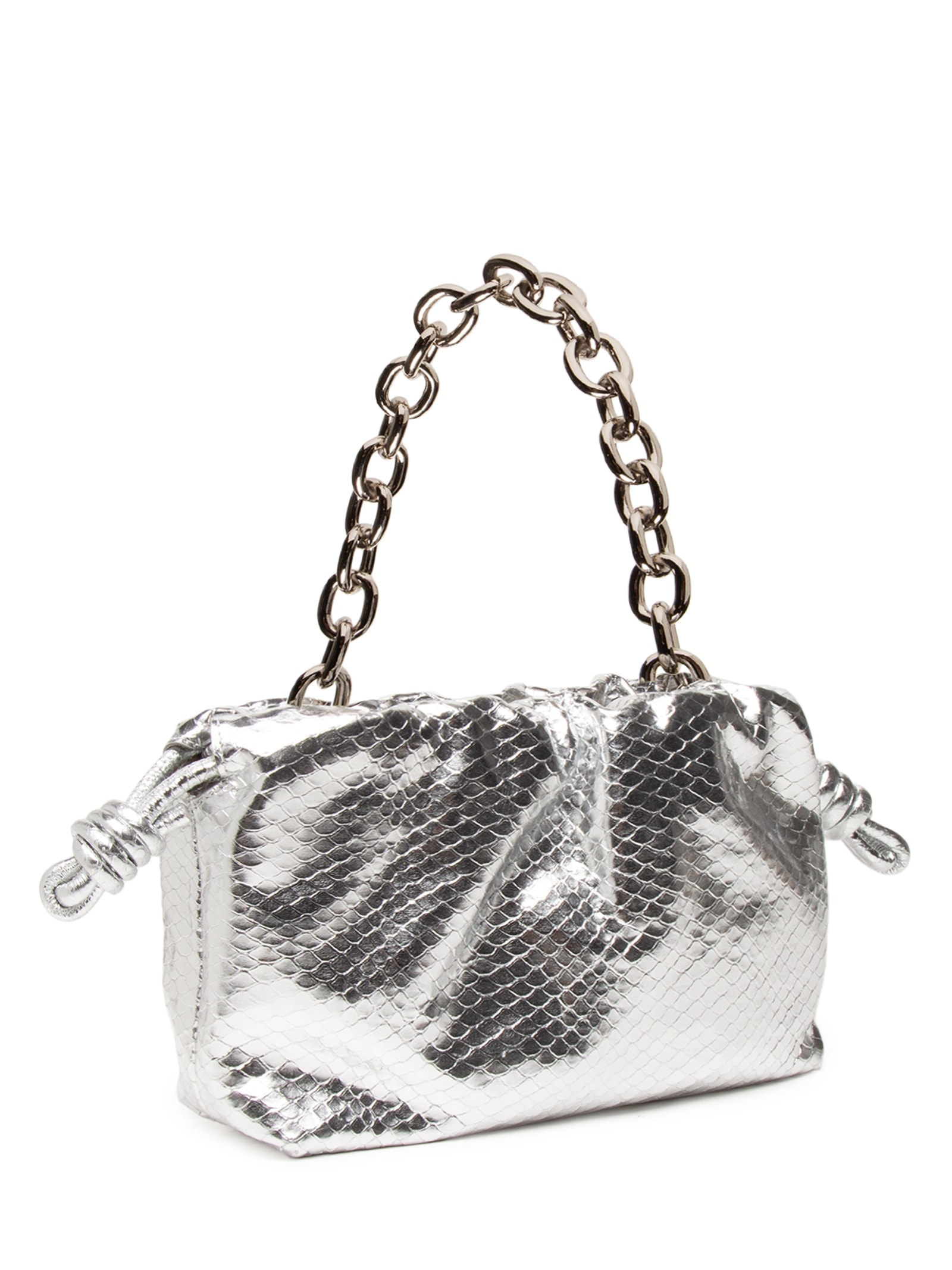 Bolsa Feminina Pequena Cobra Metal Prateado Luiza Barcelos