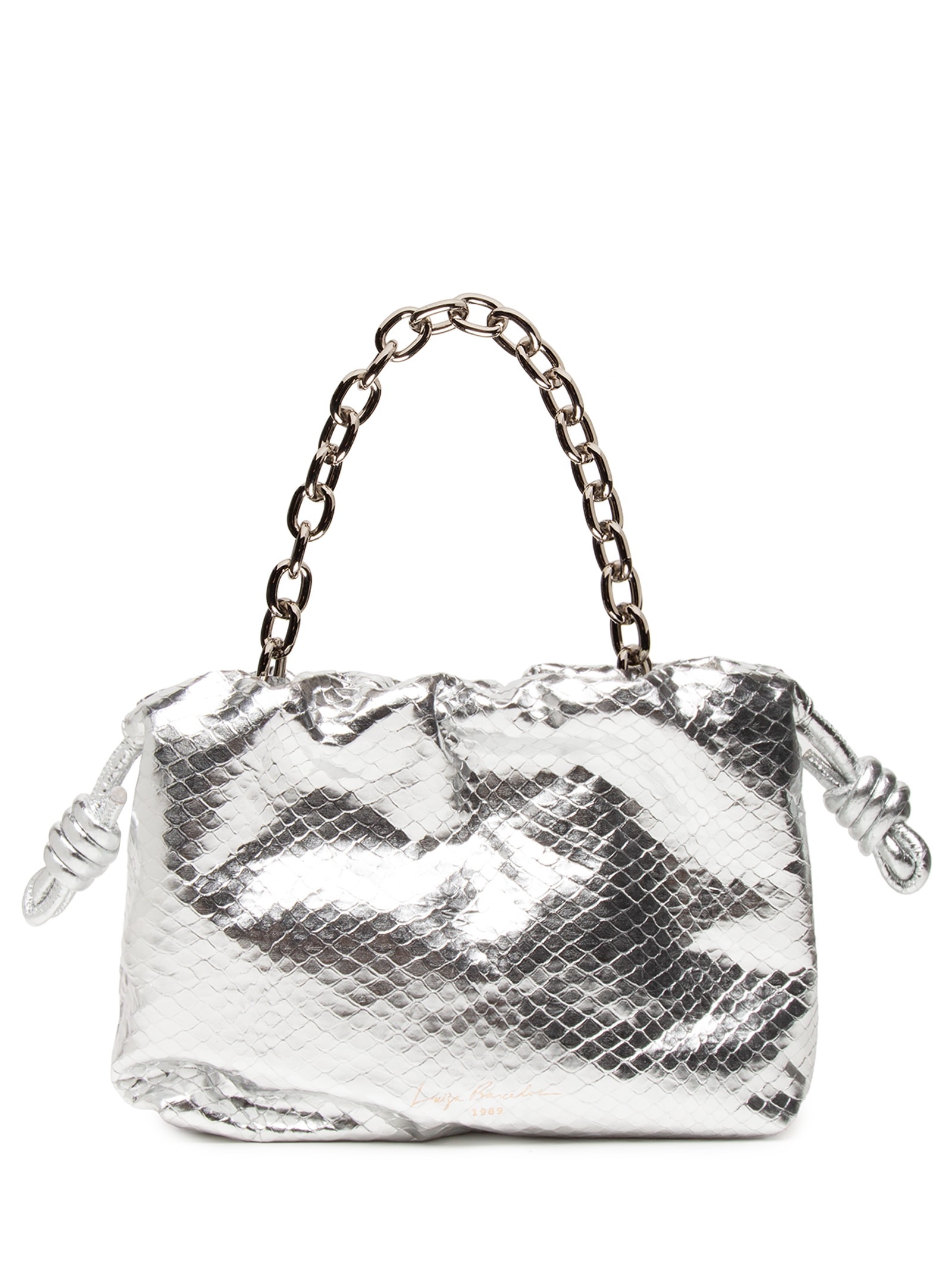 Bolsa Feminina Pequena Cobra Metal Prateado Luiza Barcelos