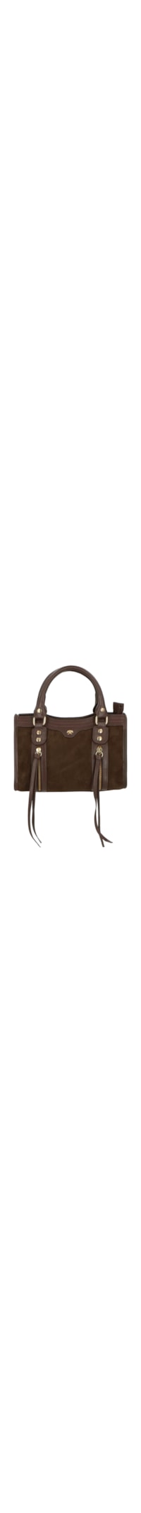 Bolsa Feminina Pequena com Zíperes - Marrom