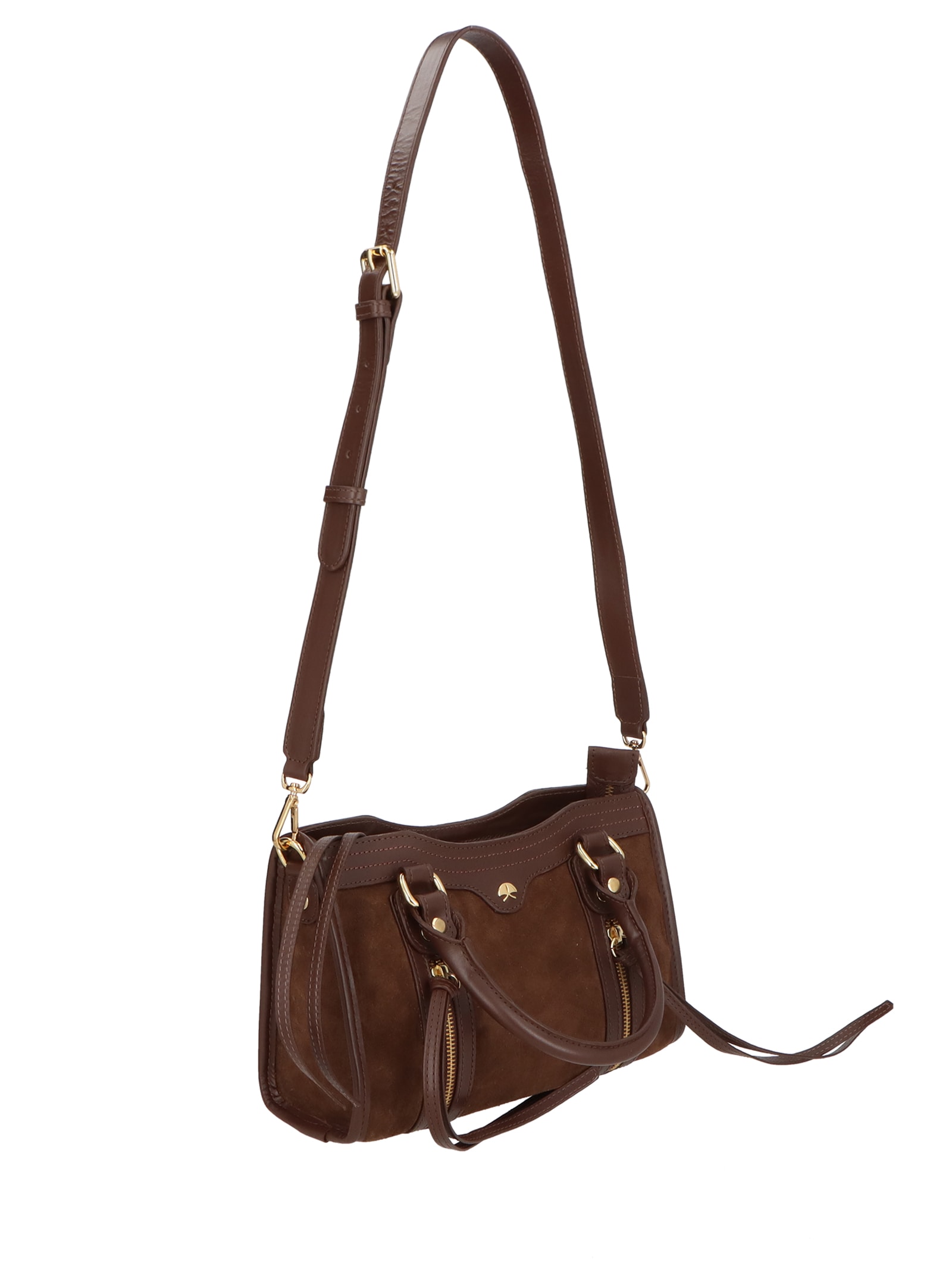 Bolsa Feminina Pequena com Zíperes – Marrom Luiza Barcelos