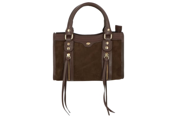 Bolsa Feminina Pequena com Zíperes – Marrom