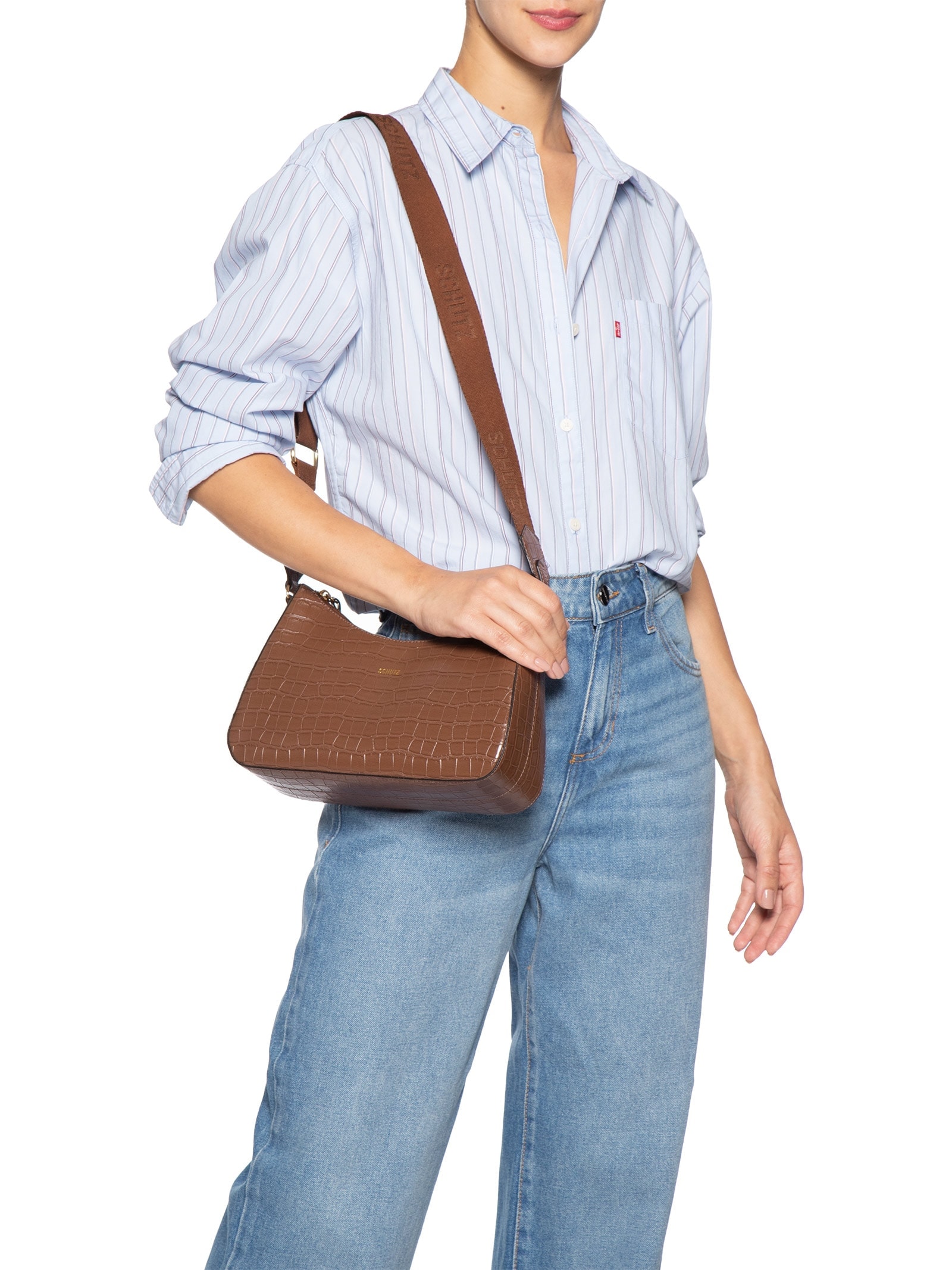 Bolsa Feminina Pequena Crocodiles Othe Marrom Schutz