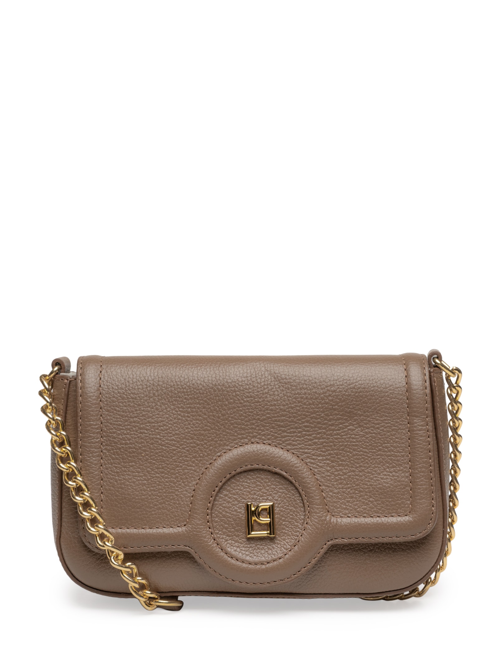 Bolsa Feminina Pequena Crossbody Com Enfeite Couro Marrom Lança Perfume