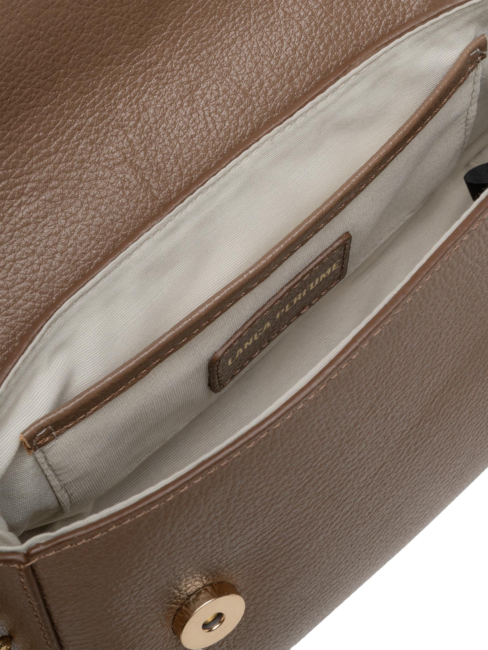 Bolsa Feminina Pequena Crossbody Com Enfeite Couro Marrom Lança Perfume