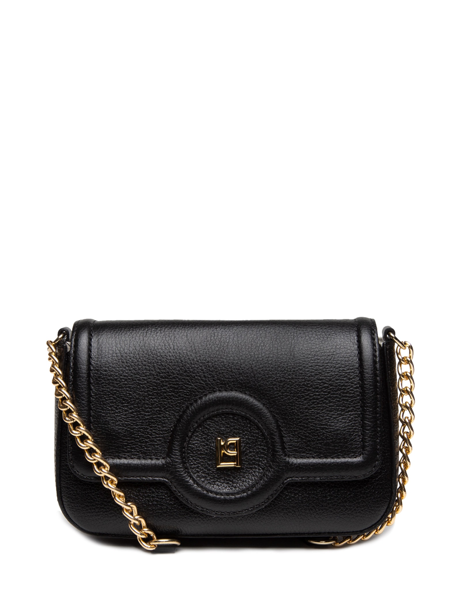 Bolsa Feminina Pequena Crossbody Com Enfeite Couro Preto Lança Perfume