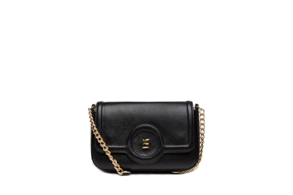 Bolsa Feminina Pequena Crossbody Com Enfeite Couro - Preto