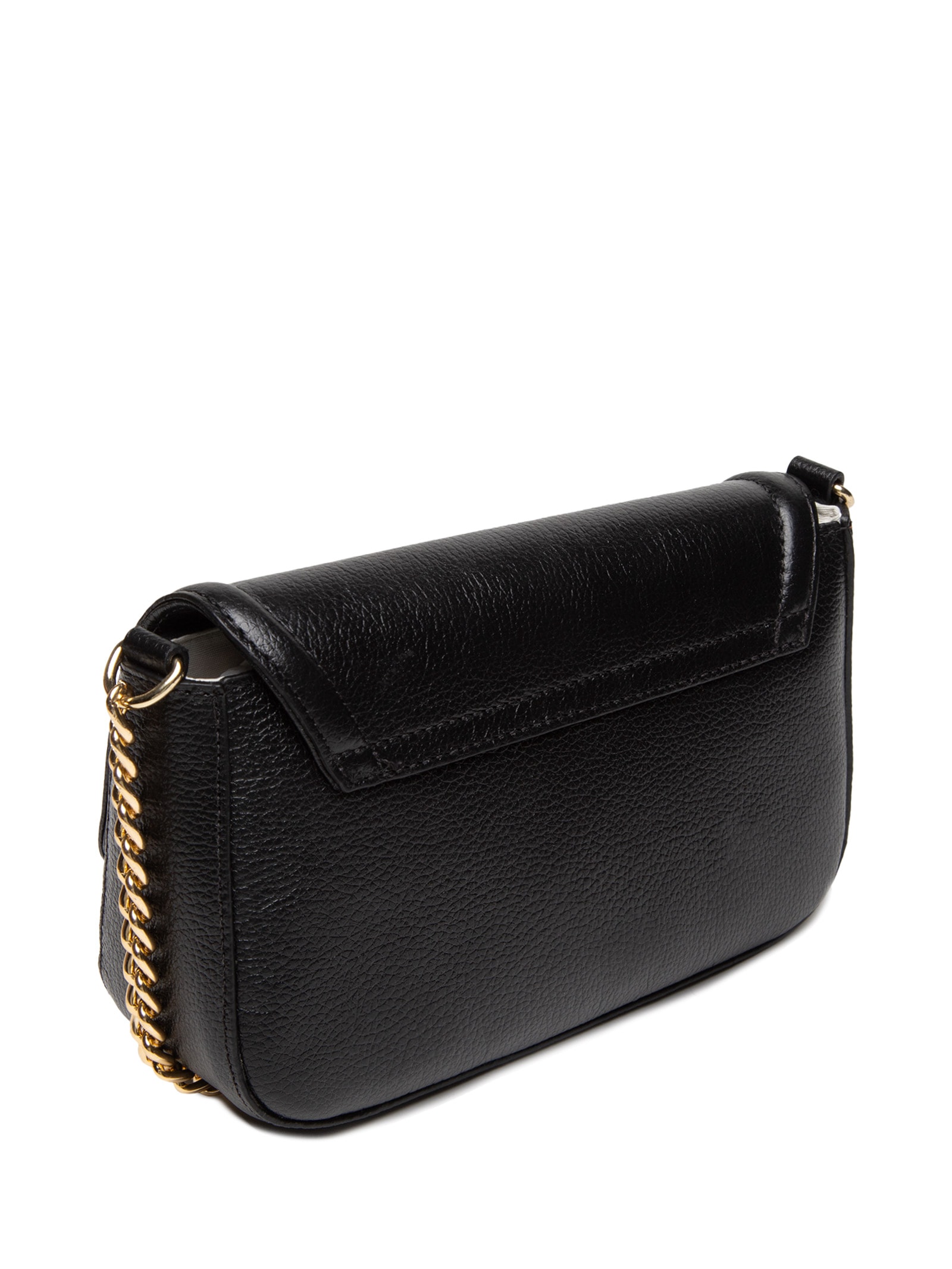 Bolsa Feminina Pequena Crossbody Com Enfeite Couro Preto Lança Perfume