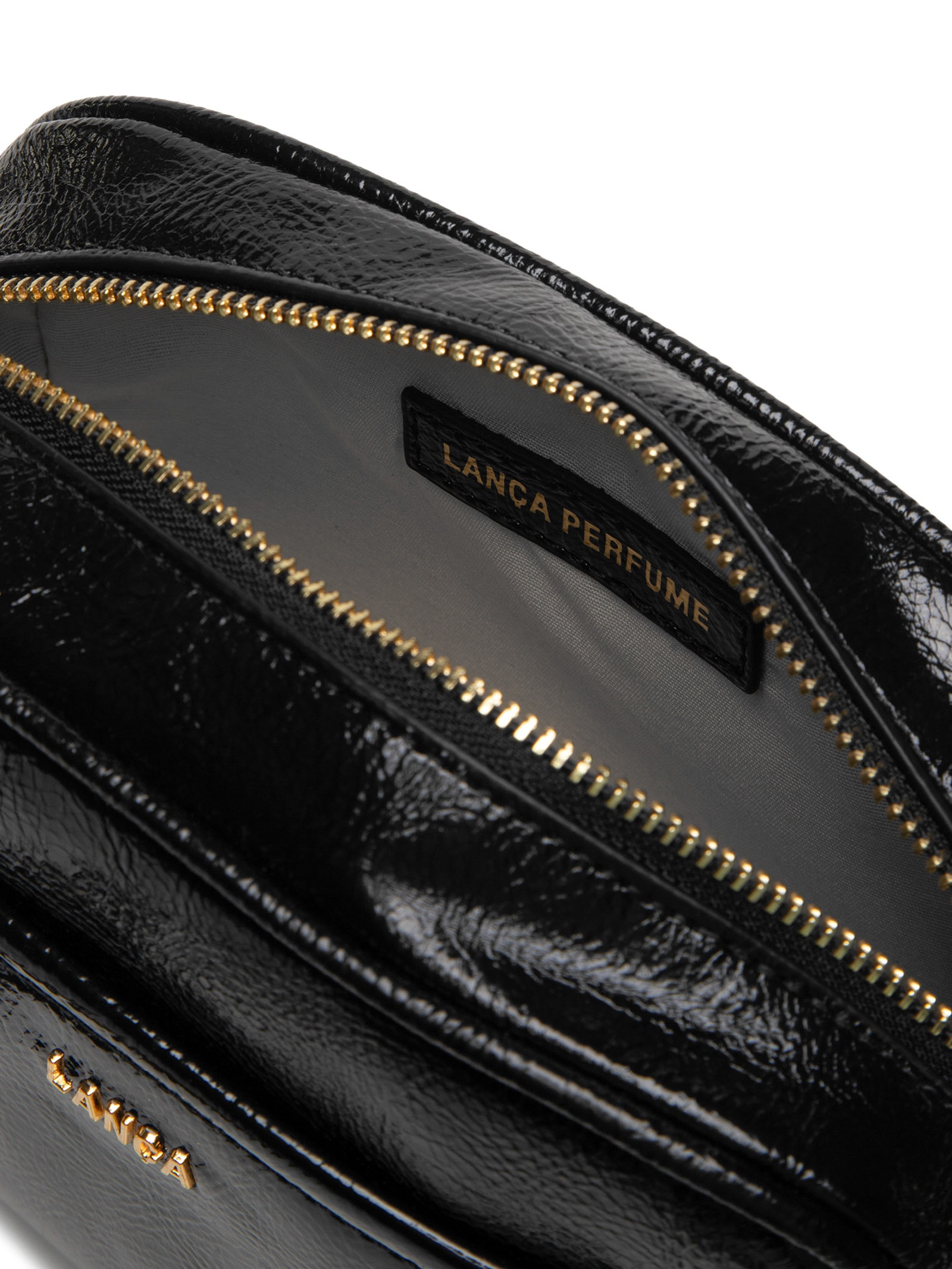 Bolsa Feminina Pequena Crossbody Com Letreiro Preto Lança Perfume