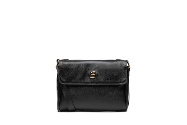 Bolsa Feminina Pequena Crossbody Couro Com Enfeite - Preto