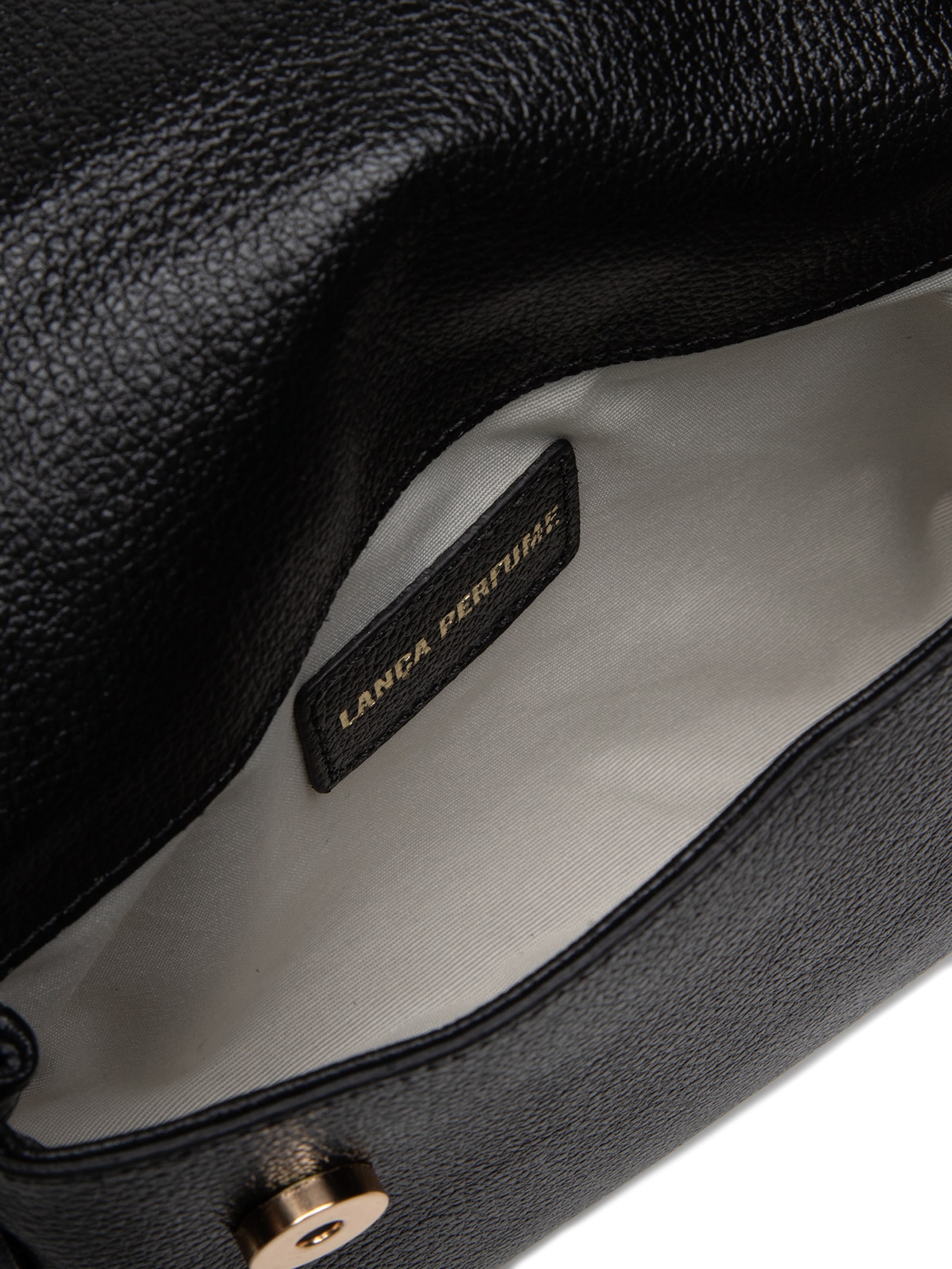 Bolsa Feminina Pequena Crossbody Couro Com Enfeite Preto Lança Perfume