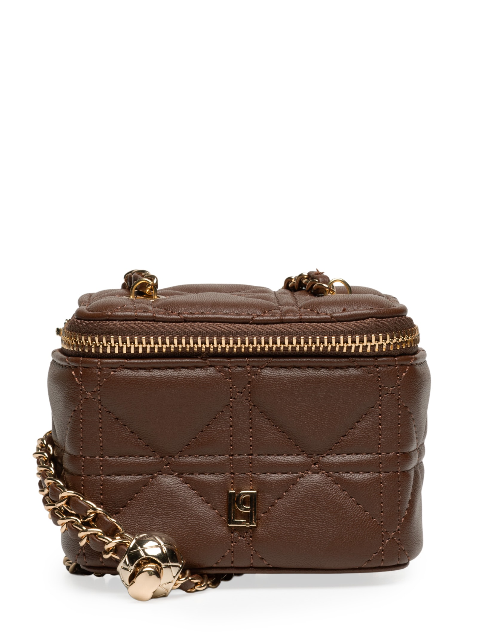 Bolsa Feminina Pequena Crossbody Matelassê E Espelho Marrom Lança Perfume