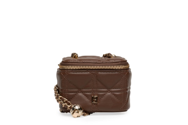 Bolsa Feminina Pequena Crossbody Matelassê E Espelho - Marrom