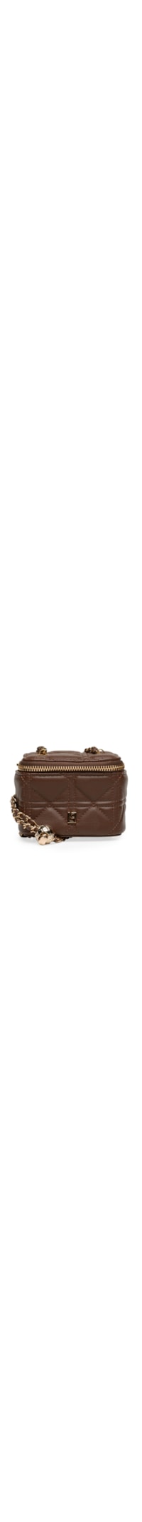 Bolsa Feminina Pequena Crossbody Matelassê E Espelho - Marrom