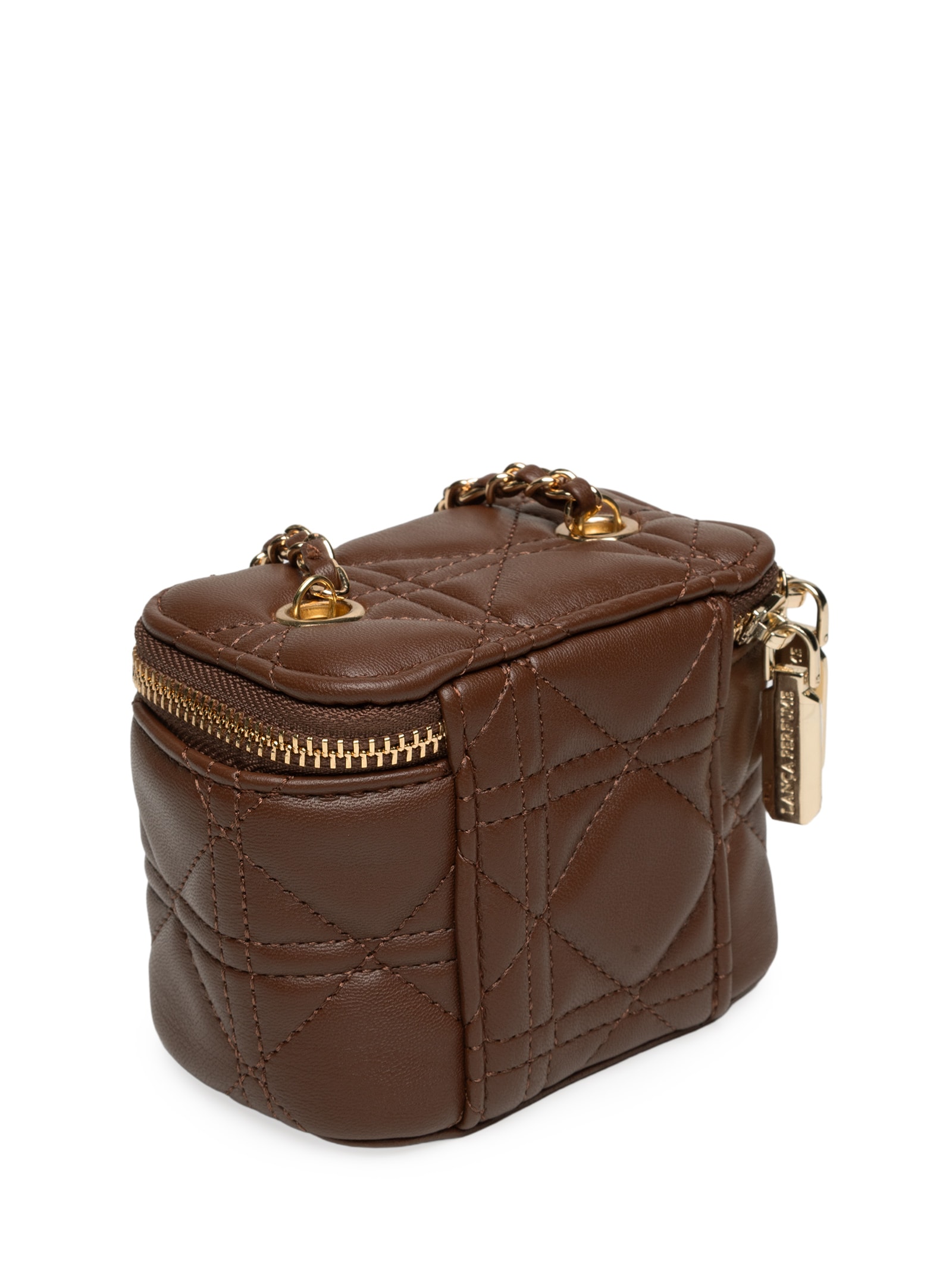 Bolsa Feminina Pequena Crossbody Matelassê E Espelho Marrom Lança Perfume
