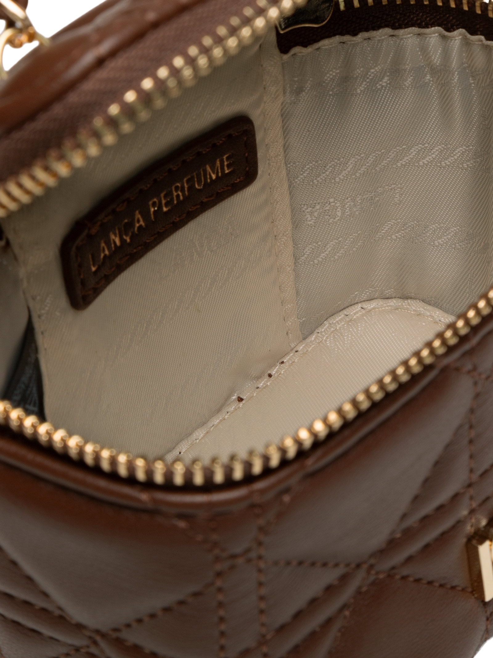 Bolsa Feminina Pequena Crossbody Matelassê E Espelho Marrom Lança Perfume