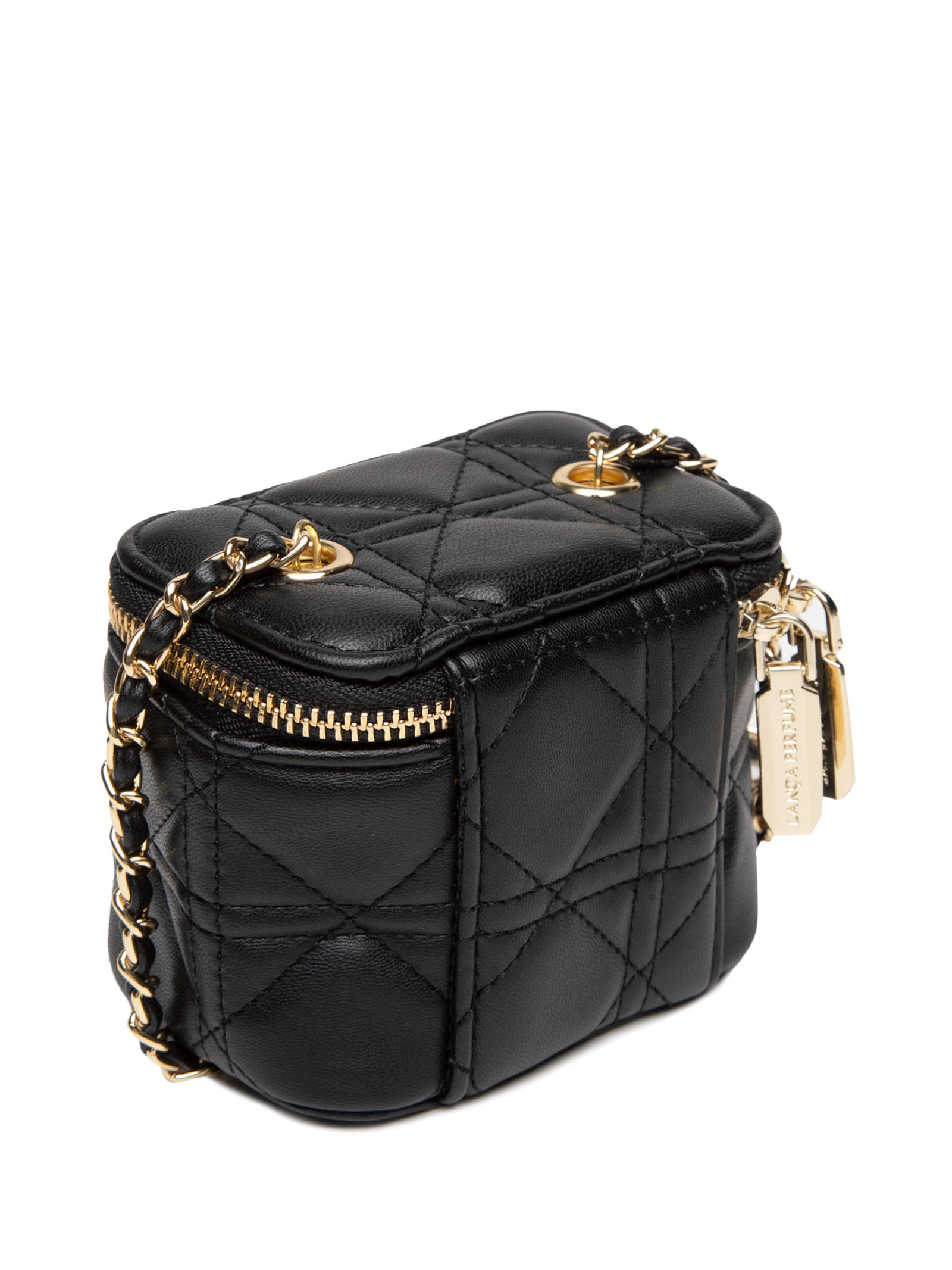 Bolsa Feminina Pequena Crossbody Matelassê E Espelho Preto Lança Perfume