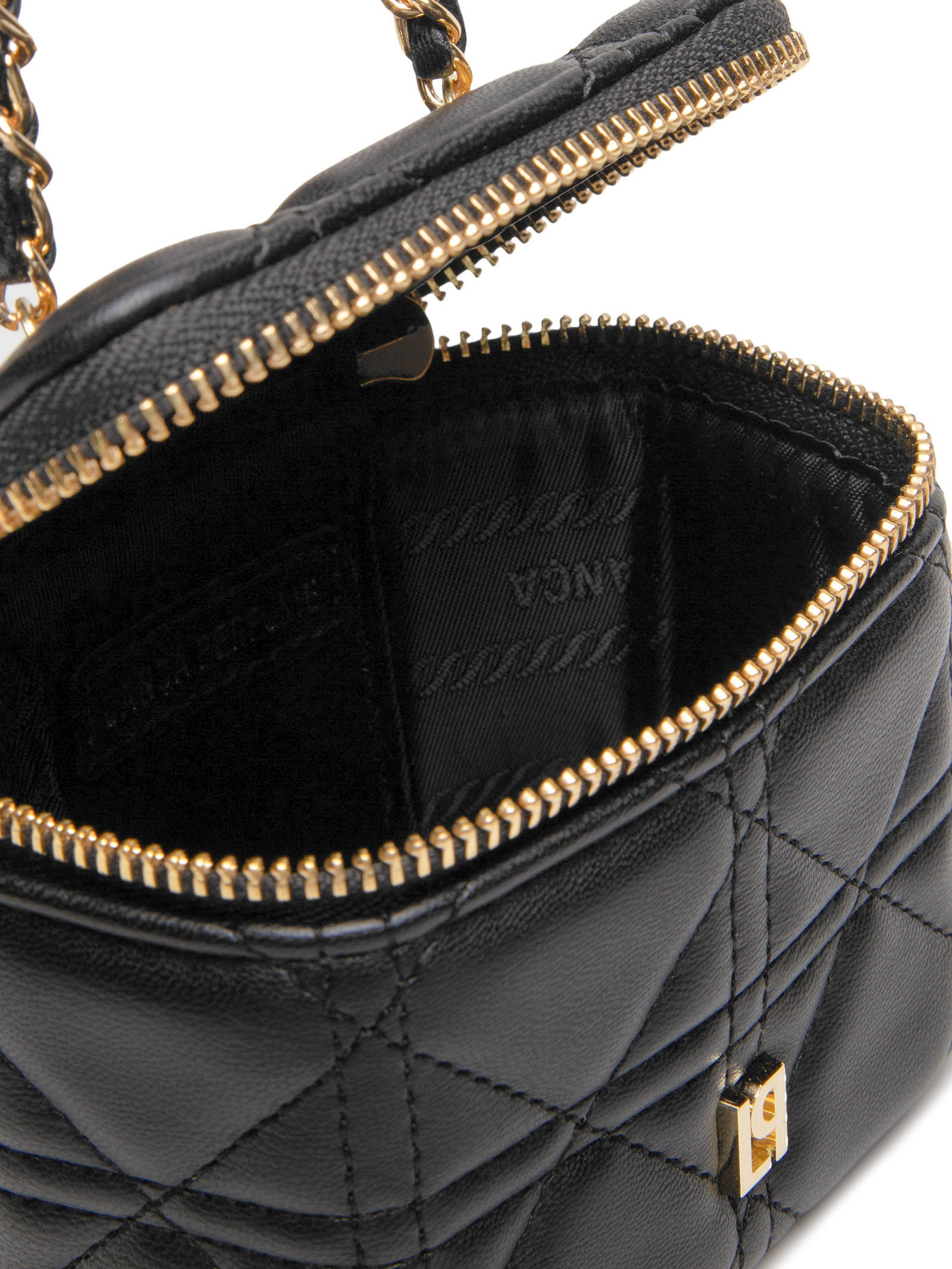 Bolsa Feminina Pequena Crossbody Matelassê E Espelho Preto Lança Perfume