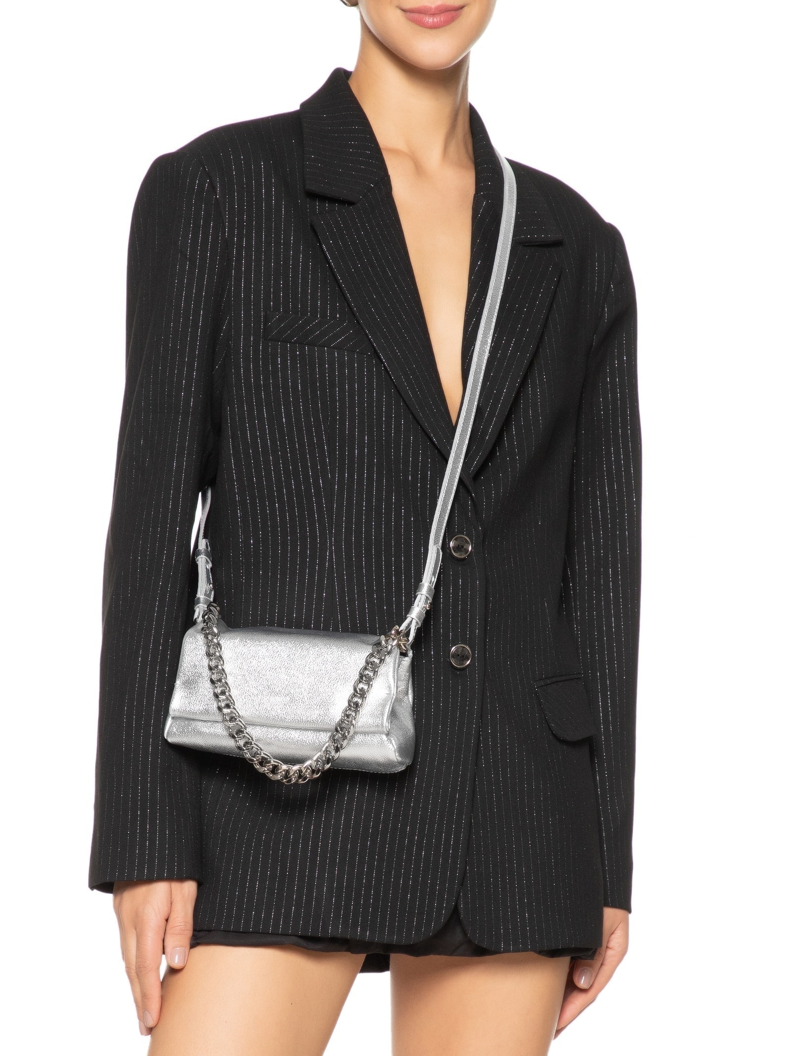 Bolsa Feminina Pequena Easy Fly Metal Prateado Schutz