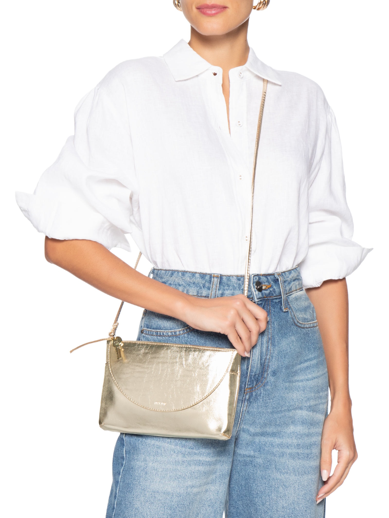 Bolsa Feminina Pequena Eco Napa Iron Dourado Anacapri