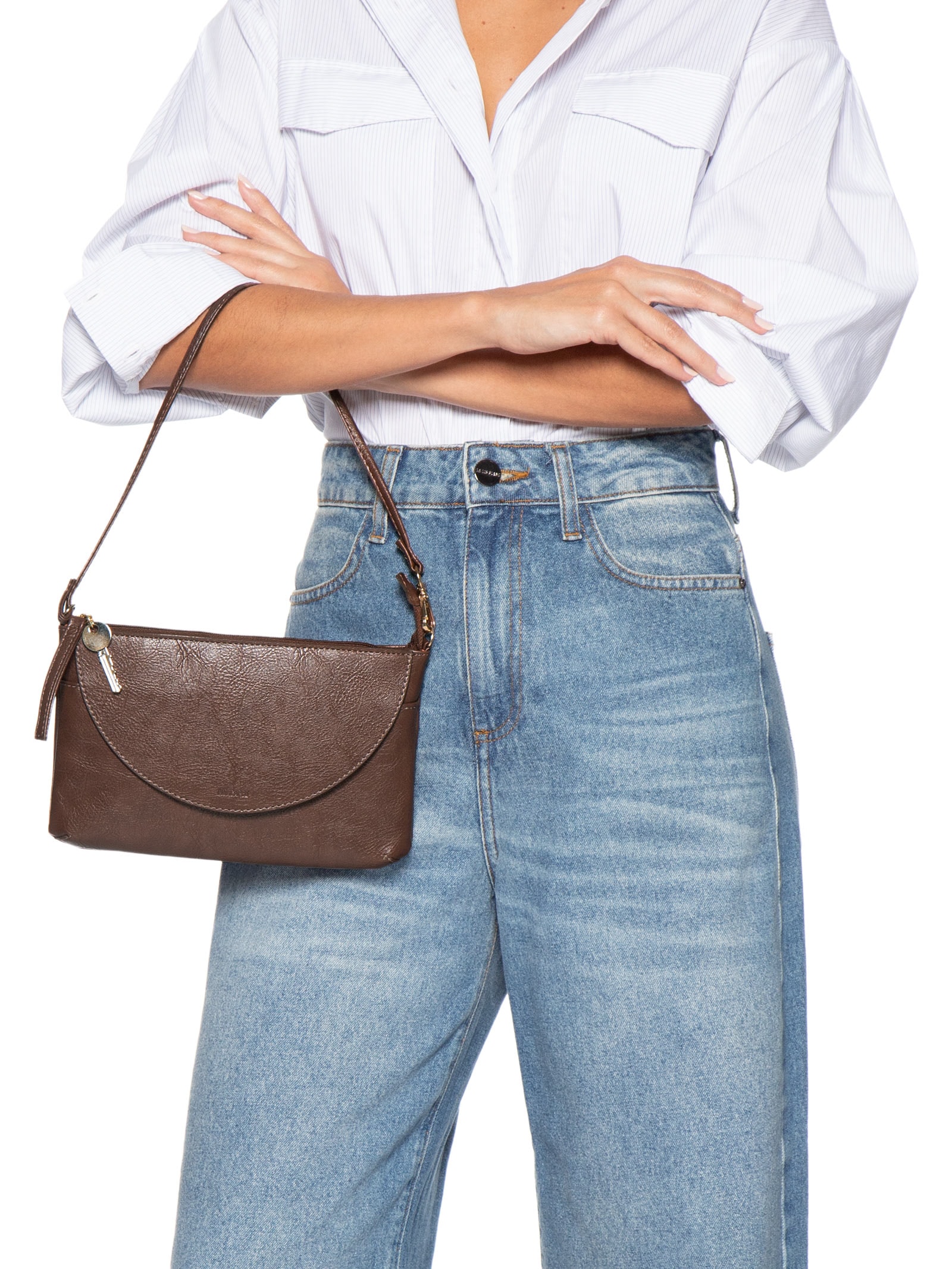Bolsa Feminina Pequena Eco Napa Iron Marrom Anacapri