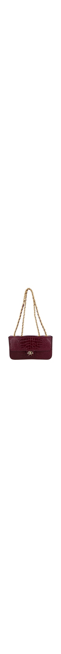 Bolsa Feminina Pequena Em Couro Alças Corrente - Vermelho