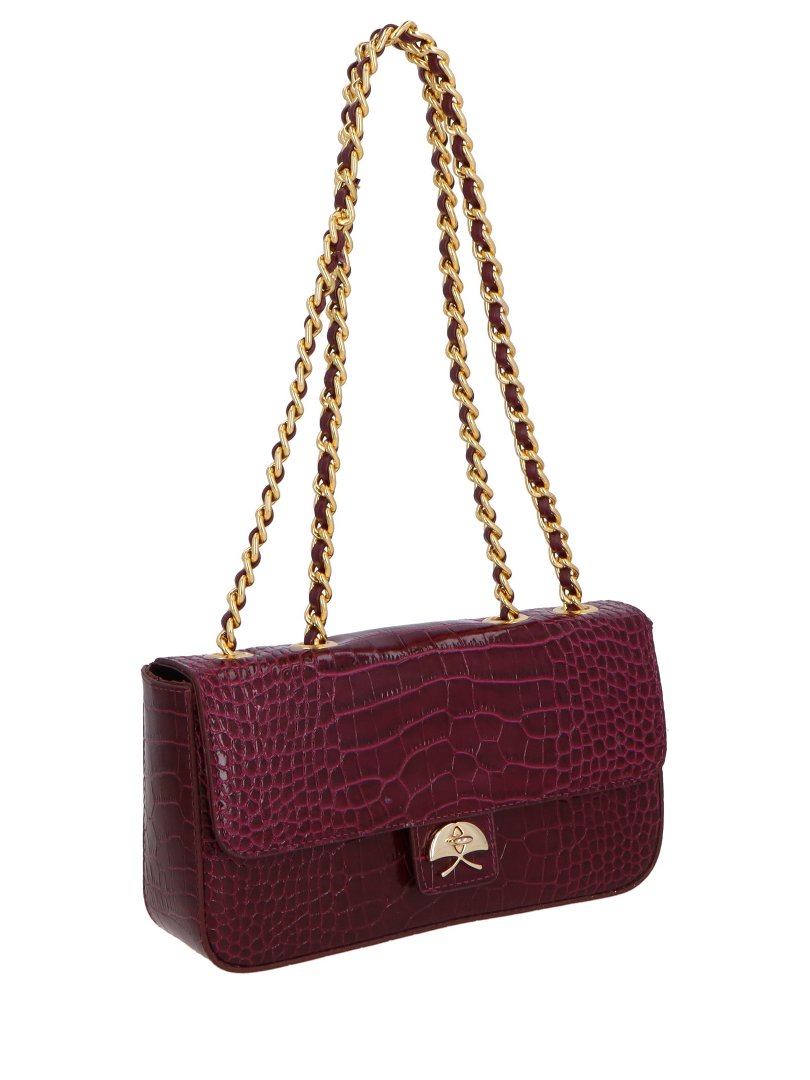 Bolsa Feminina Pequena Em Couro Alças Corrente Vermelho Luiza Barcelos