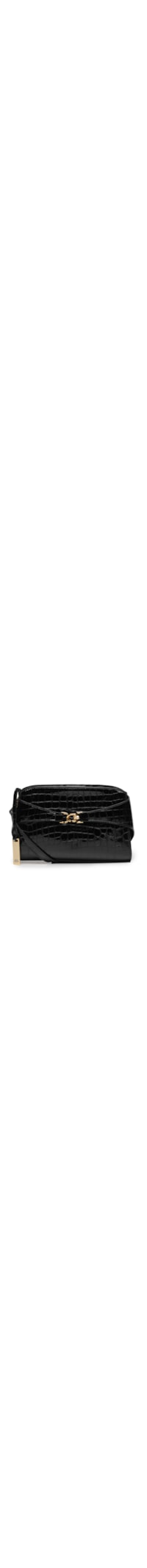Bolsa Feminina Pequena Em Couro Croco Verniz - Preto
