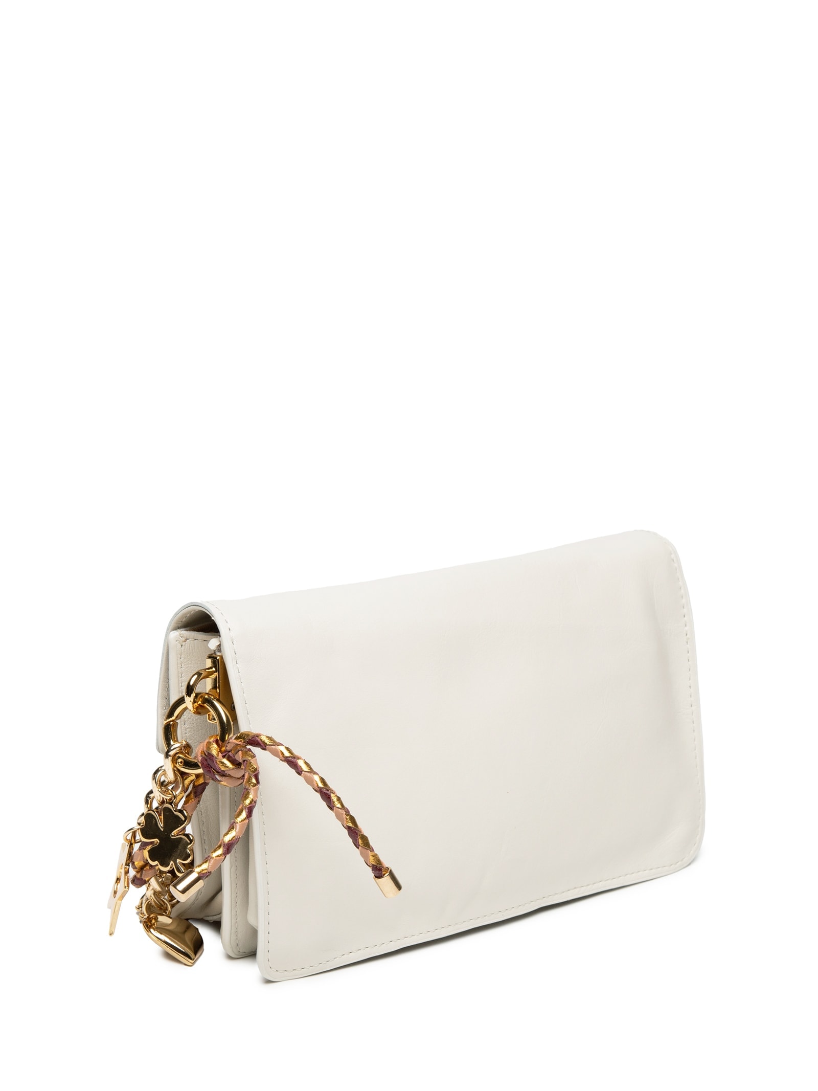 Bolsa Feminina Pequena Em Couro Detalhe De Alça Marsala E Charme Branco Luiza Barcelos