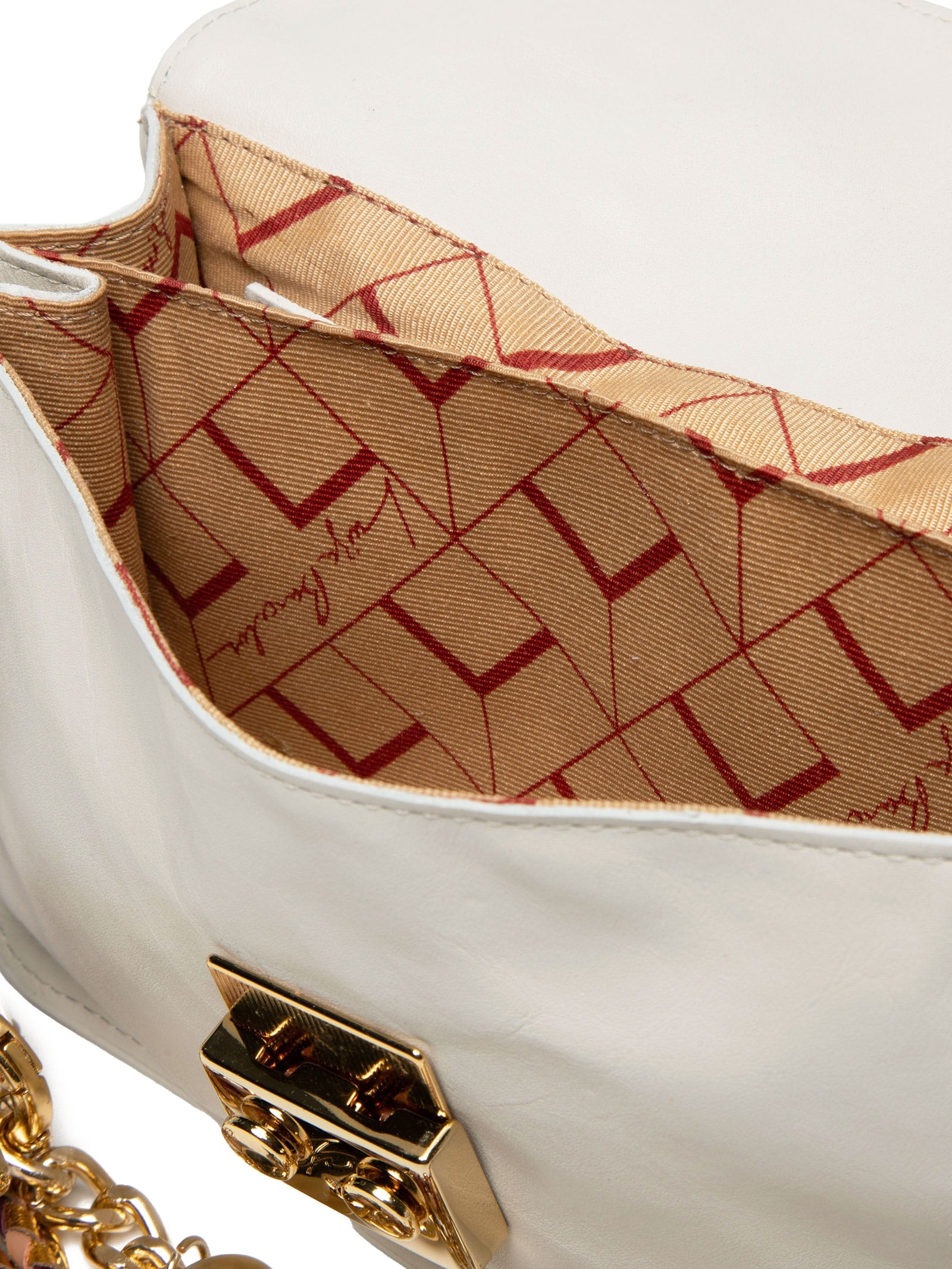 Bolsa Feminina Pequena Em Couro Detalhe De Alça Marsala E Charme Branco Luiza Barcelos