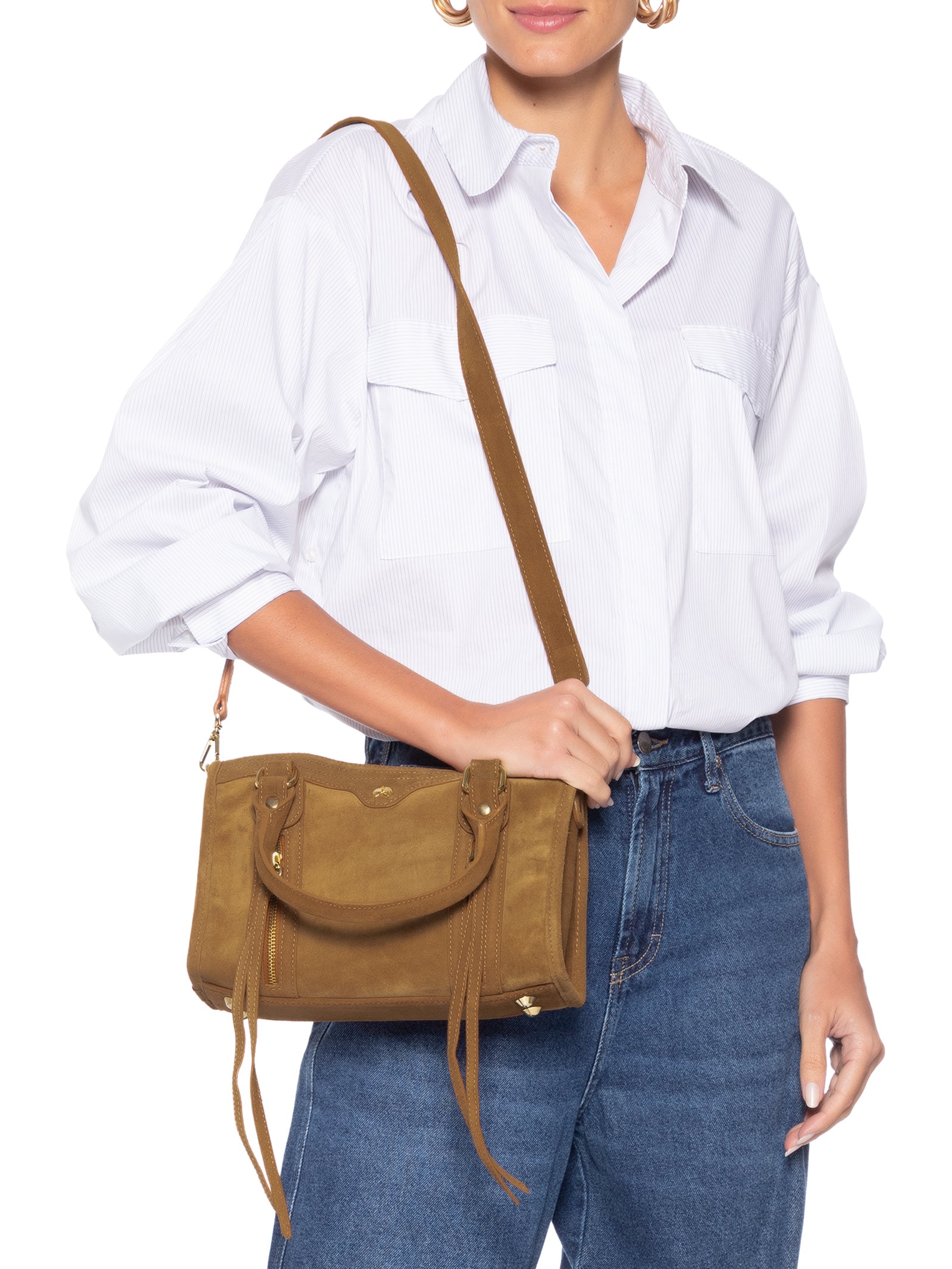 Bolsa Feminina Pequena Em Couro Marrom Luiza Barcelos