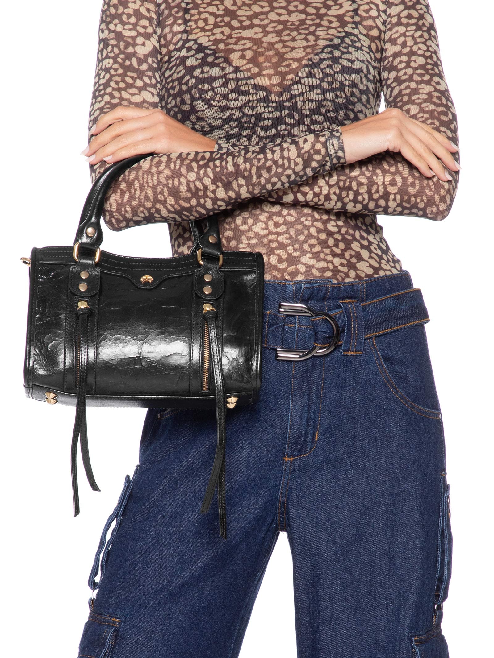 Bolsa Feminina Pequena Em Couro Preto Luiza Barcelos