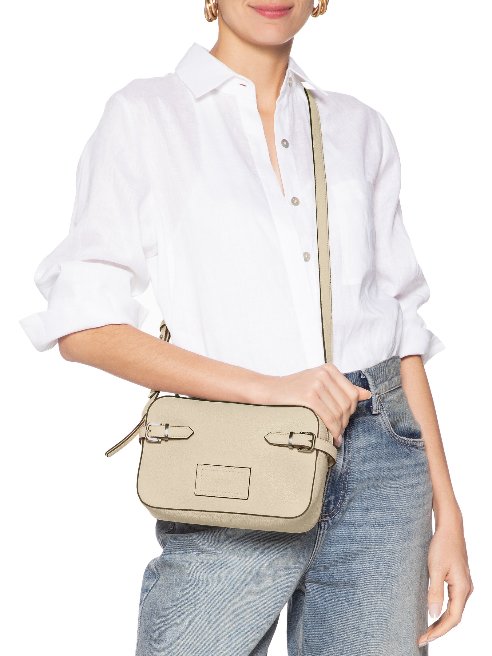 Bolsa Feminina Pequena Fivelas Branco Schutz