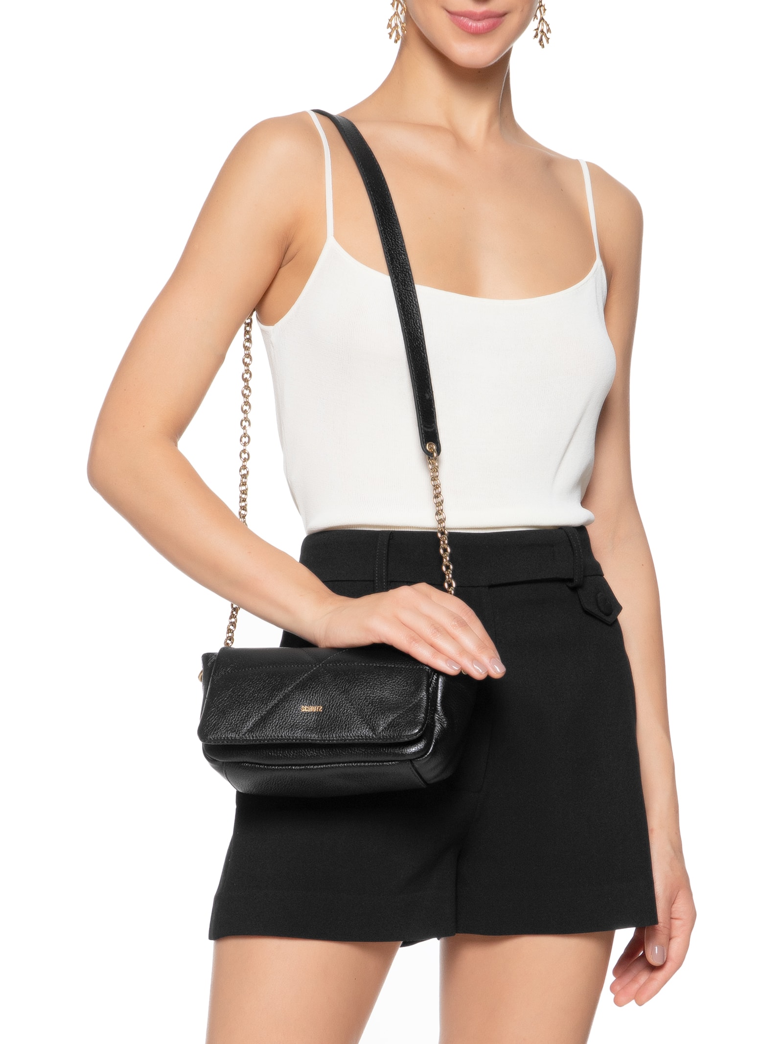 Bolsa Feminina Pequena Floater Smooth Preto Schutz