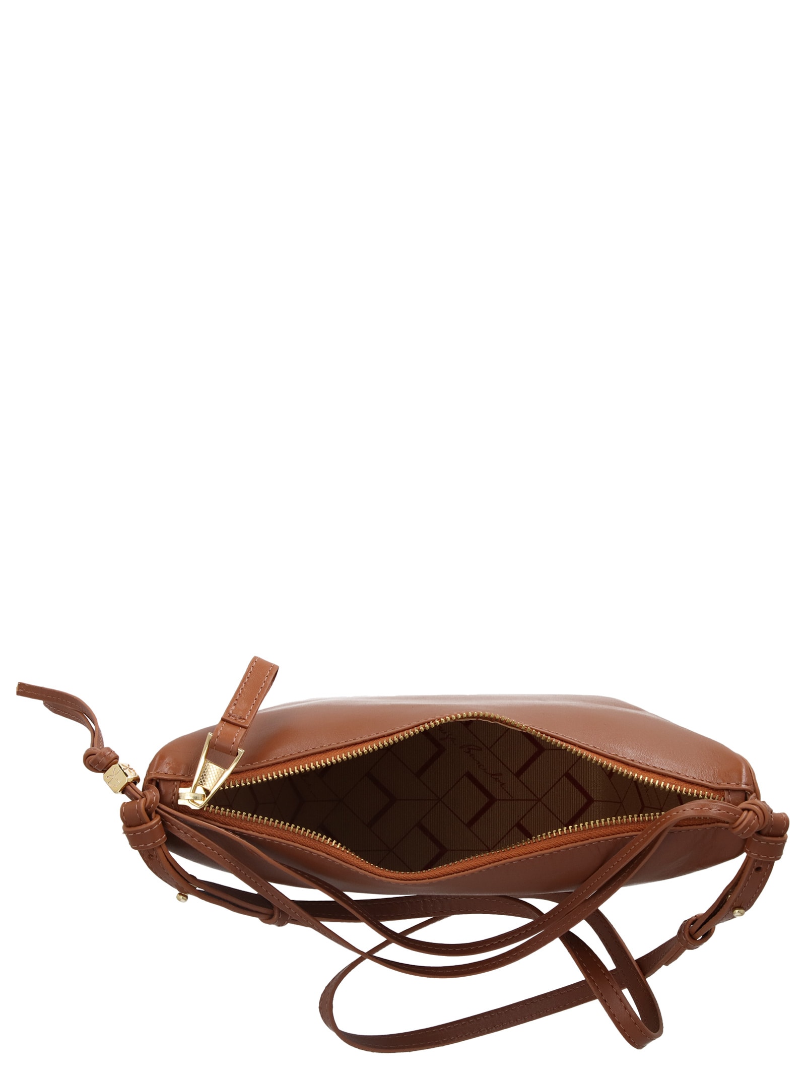 Bolsa Feminina Pequena Hobo Em Couro Marrom Luiza Barcelos