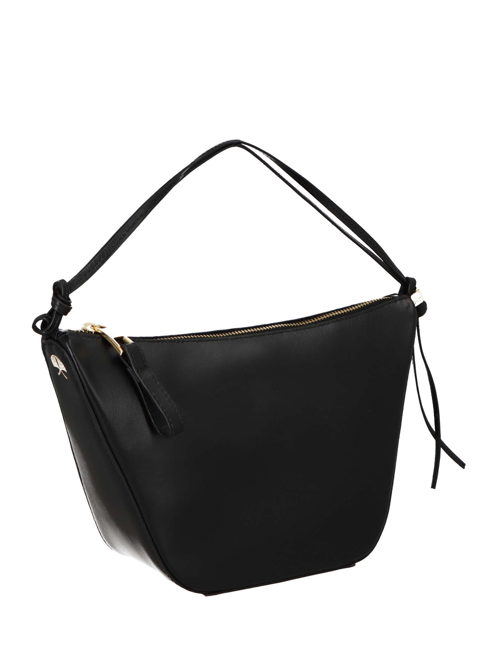 Bolsa Feminina Pequena Hobo Em Couro Preto Luiza Barcelos