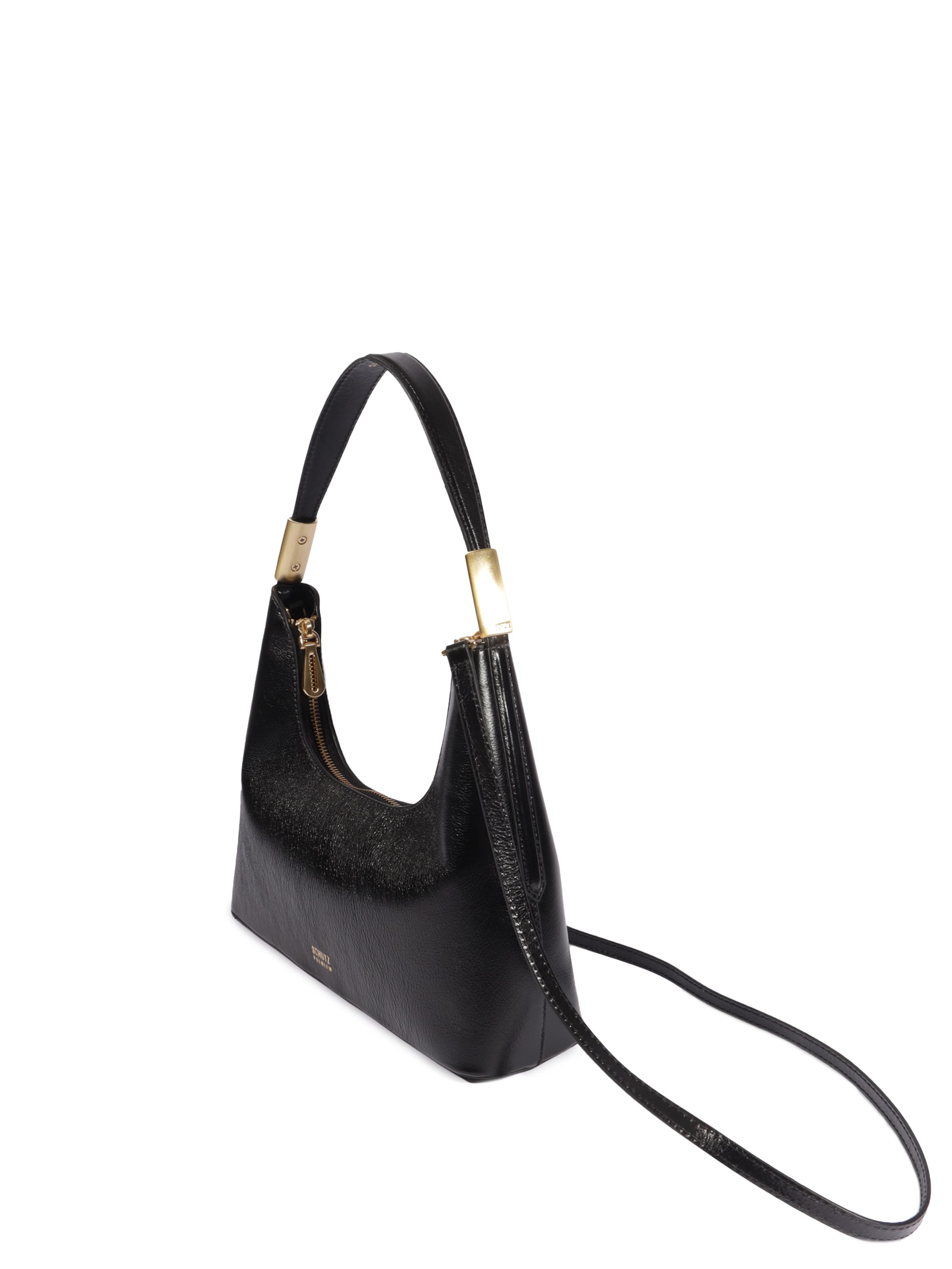 Bolsa Feminina Pequena Hobo Tiracolo Couro Preto Schutz