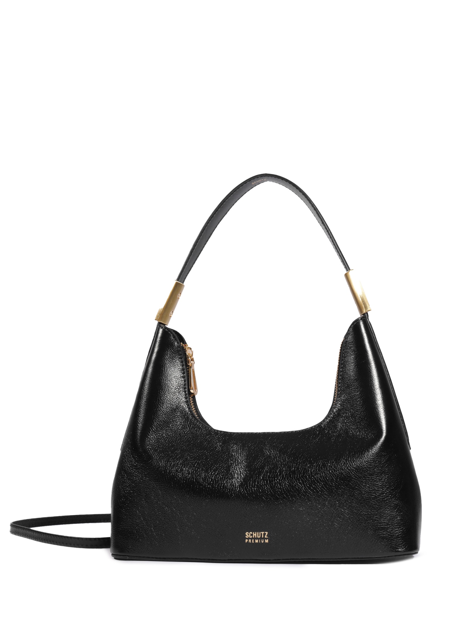 Bolsa Feminina Pequena Hobo Tiracolo Couro Preto Schutz
