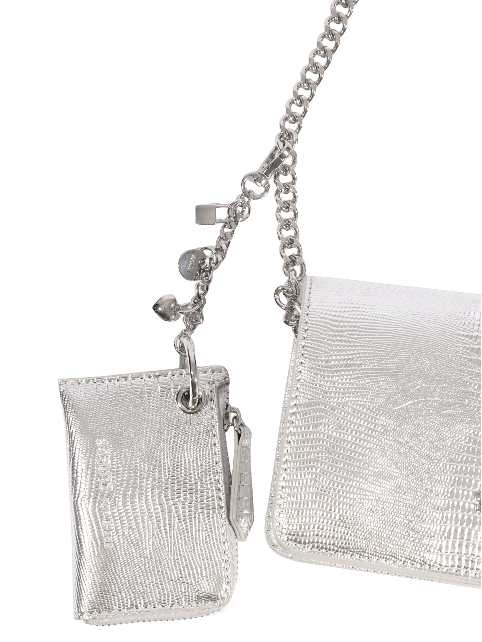 Bolsa Feminina Pequena Lagarto Metal T Prateado Schutz