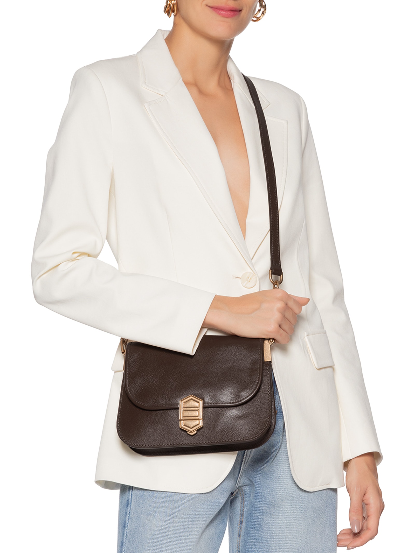 Bolsa Feminina Pequena Leather Sand Marrom Arezzo