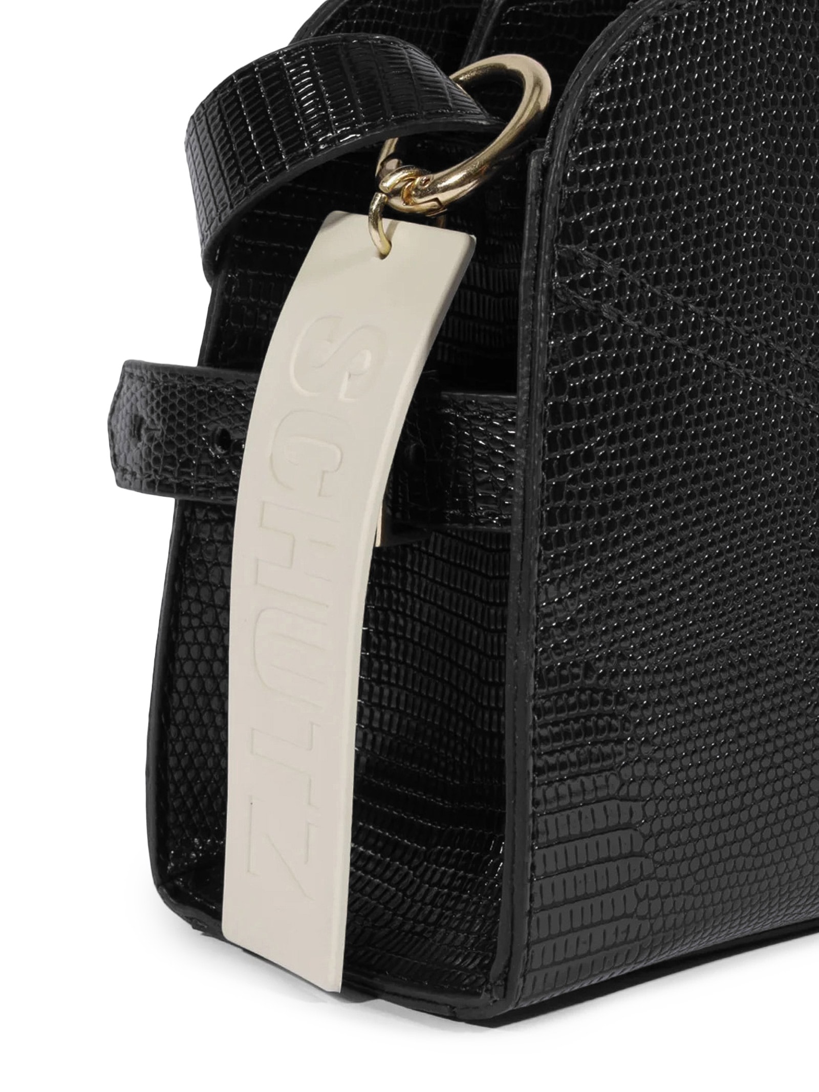 Bolsa Feminina Pequena Lizard Tecno Preto Schutz