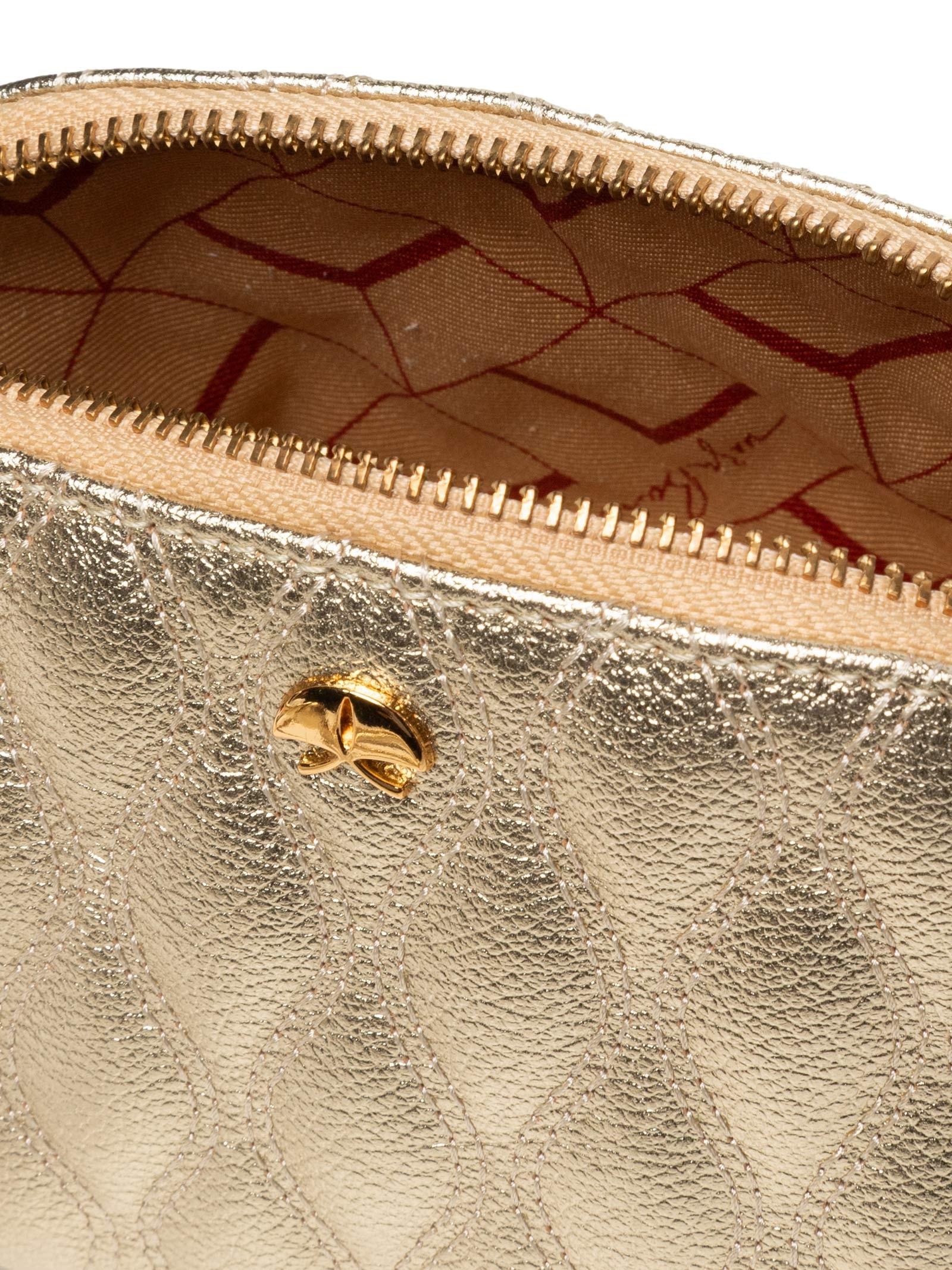 Bolsa Feminina Pequena Metal Leather Dourado Luiza Barcelos