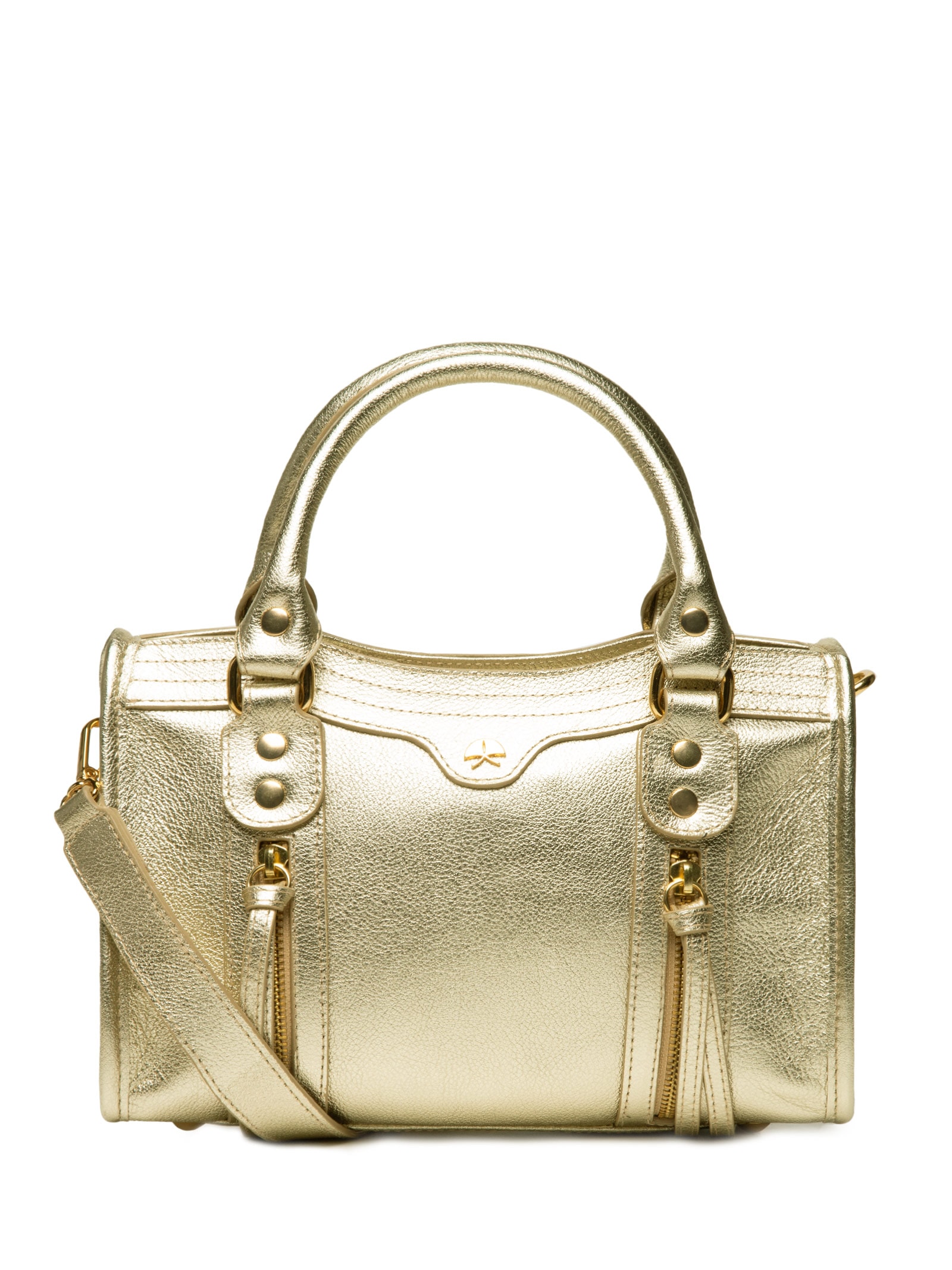 Bolsa Feminina Pequena Metal Leather Dourado Luiza Barcelos