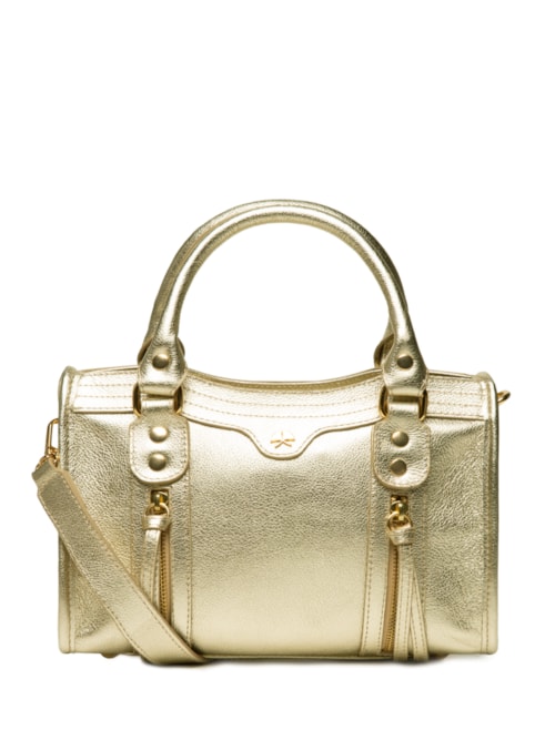 Bolsa Feminina Pequena Metal Leather – Dourado