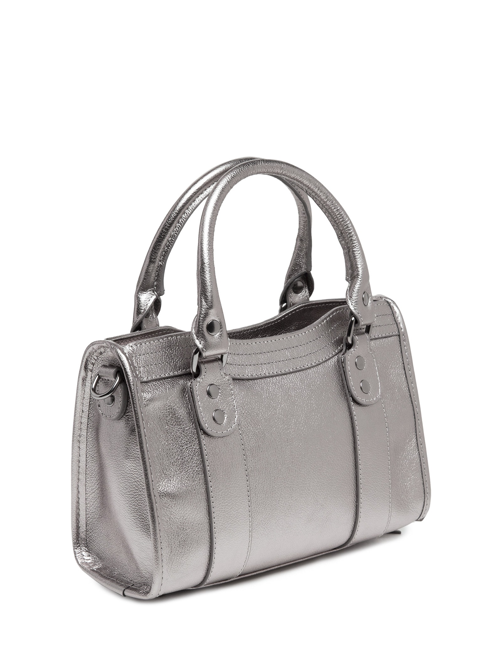 Bolsa Feminina Pequena Metal Leather Prateado Luiza Barcelos